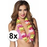 8x Gekleurde Hawaii krans 50 cm - Bloemenkrans - Tropisch - Themafeest