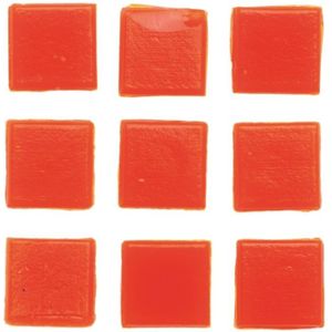 Glorex mozaiek steentjes/tegeltjes - vierkant - 90x stuks - oranje - 2 x 2 cm - hobby/knutselen