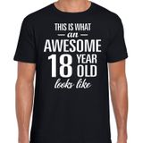 Awesome 18 year - geweldige 18 jaar cadeau t-shirt zwart heren -  Verjaardag cadeau