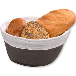 Kesper Broodmandje met stof - katoen/peva - bruin - rond - D20 x H9 cm - tafel serveermandje