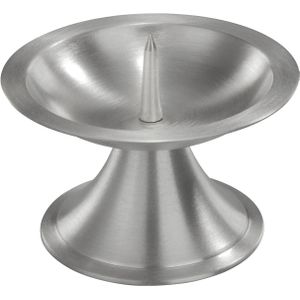 1x Luxe metalen kaarsenhouder zilver voor stompkaarsen van 7-8 cm - Stompkaarshouder -  Kaarshouder/kaarsen standaard - Kandelaar voor stompkaarsen - Woonaccessoires