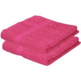 2x Luxe handdoeken fuchsia roze 50 x 90 cm 550 grams - Badkamer textiel badhanddoeken