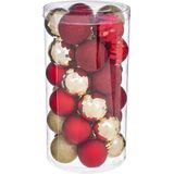 Feeric Christmas Kerstballen - 30x st - rood/champagne - D6 cm - kunststof - kerstversiering