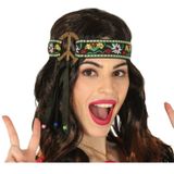 Atosa Verkleed haarband peace teken - 6x - groen - meisjes/dames - Hippie/flower Power