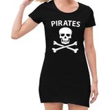 Piraten verkleed jurkje met doodshoofd zwart voor dames - pirates