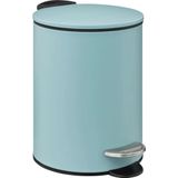 5Five kleine pedaalemmer - 2x - metaal - ijsblauw - 3L - 16 x 25 cm - Badkamer - Badkamer/toilet