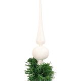 Kerstversiering set glitter kerstballen met piek in het wit 6 - 8 - 10 cm pakket - 51x stuks