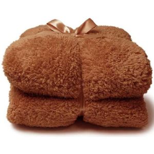 Unique Living fleece plaid 'Teddy' - 150x200cm - Leather Brown