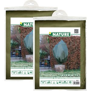 Nature plantenhoes met trekkoord - 6x stuks - H100 x D50 cm - groen - anti-vorst beschermhoes