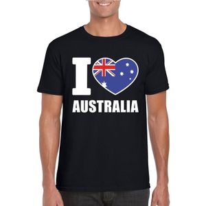 Zwart I love Australie supporter shirt heren - Australisch t-shirt heren
