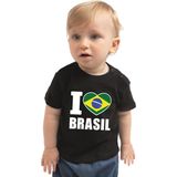 I love Brasil baby shirt zwart jongens en meisjes - Kraamcadeau - Babykleding - Brazilie landen t-shirt