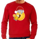 Bellatio Decorations Foute Kersttrui/sweater voor heren - bier - rood - grappig - emoji