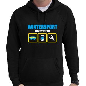Apres ski hoodie winterport to do  list zwart  heren - Wintersport capuchon sweater - Foute apres ski outfit/ kleding