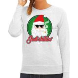 Foute Kersttrui / sweater - Just chillin - grijs voor dames - kerstkleding / kerst outfit