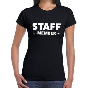 Staff member tekst t-shirt zwart dames - evenementen personeel / crew shirt