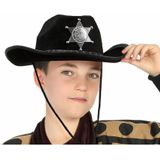 Carnaval Verkleed set - Cowboy hoed zwart met holster/revolver/ster/zakdoek - voor kinderen