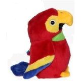 Pluche rode ara papegaai knuffel 15 cm - Tropische vogels speelgoed knuffeldieren