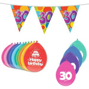 Haza Leeftijd verjaardag thema pakket 30 jaar - ballonnen/vlaggetjes