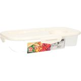 Lunchbox wit met bestek 1 liter plastic - Salade to go - Paris - Luchtdicht/hermetisch afgesloten vershouddoos bakje - Mealprep - Maaltijden bewaren