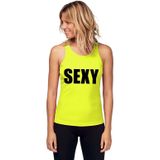 Neon geel sport shirt/ singlet Sexy dames