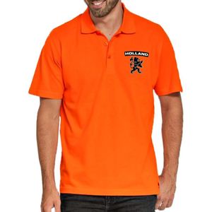 Oranje supporter poloshirt / polo shirt Holland met zwarte leeuw oranje heren - Koningsdag kleding/ shirts