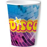 Disco feest wegwerp bekertjes - 30x - 250 ml - karton - jaren 80/disco themafeest
