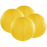 4x stuks luxe bol vorm lampion geel 35 cm - Party of verjaardag feest versieringen
