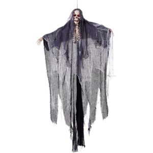 Hangende decoratie horror geest/skelet 160 cm met lichtgevende ogen - Halloween hangdecoratie poppen