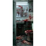 Fiestas Horror deur scenesetter/deurposter - bloederige badkamer - Halloween thema versiering - 180 x 80 cm