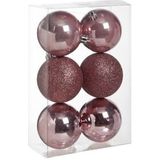 18x Roze kunststof kerstballen 8 cm - Mat/glans - Onbreekbare plastic kerstballen - Kerstboomversiering roze