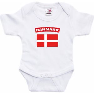 Danmark baby rompertje met vlag wit jongens en meisjes - Kraamcadeau - Babykleding - Denemarken landen romper