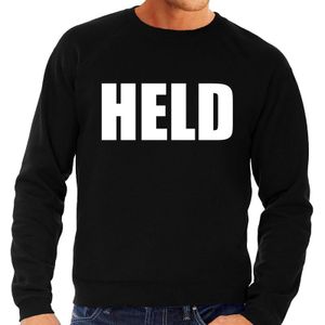 Held tekst sweater / trui zwart voor heren