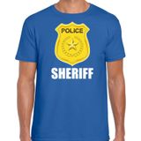 Sheriff police embleem t-shirt blauw voor heren - politie agent - verkleedkleding / kostuum