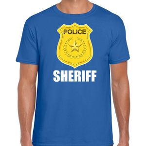 Sheriff police embleem t-shirt blauw voor heren - politie agent - verkleedkleding / kostuum