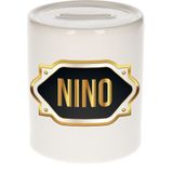 Nino naam cadeau spaarpot met gouden embleem - kado verjaardag/ vaderdag/ pensioen/ geslaagd/ bedankt