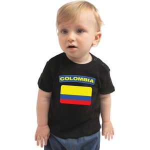 Colombia baby shirt met vlag zwart jongens en meisjes - Kraamcadeau - Babykleding - Colombia landen t-shirt