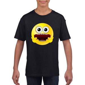 emoticon/ emoticon t-shirt geschrokken zwart kinderen