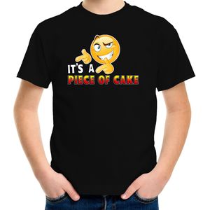Funny emoticon t-shirt It is a piece of cake zwart voor kids - Fun / cadeau shirt