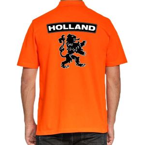 Koningsdag poloshirt / polo t-shirt Holland met grote zwarte leeuw oranje heren - Koningsdag kleding/ shirts