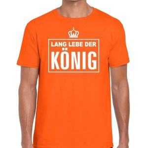 Oranje Lang lebe der Konig Duitse tekst shirt heren - Oranje Koningsdag/ Holland supporter kleding