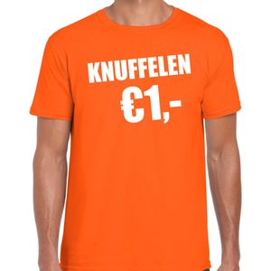 Koningsdag t-shirt knuffelen 1 euro oranje - heren - Kingsday outfit / kleding / shirt