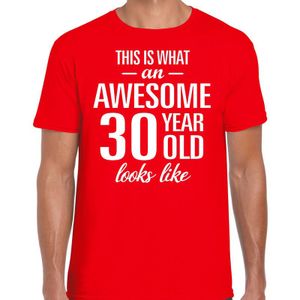 Awesome 30 year - geweldige 30 jaar cadeau t-shirt rood heren -  Verjaardag cadeau
