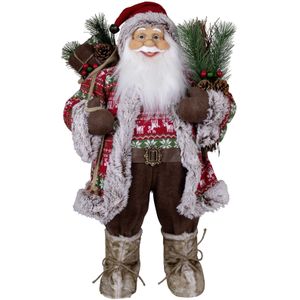 Kerstman decoratie pop Jan - H80 cm - rood - staand - kerst beeld - kerst figuur