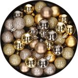 Set van 40x stuks kunststof kerstballen mix goud en champagne 3 cm - Kerstversiering