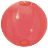 2x stuks opblaasbare strandballen plastic transparant rood 28 cm - Strand buiten zwembad speelgoed