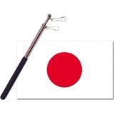 Landen vlag Japan - 90 x 150 cm - met compacte draagbare telescoop vlaggenstok - zwaaivlaggen