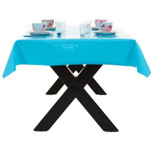 Buiten tafelkleed/tafelzeil turquoise blauw 140 x 250 cm rechthoekig - Tuintafelkleed tafeldecoratie turquoiseblauw - Unikleur tafelkleden/tafelzeilen turquoise blauw