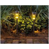 8x Buiten/tuin LED zilveren stekers solar verlichtingen 36 cm RVS warm wit - Tuinverlichtingen - Tuinlampen - Solarlampen op zonne-energie