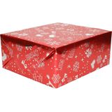 4x Rollen Kerst kadopapier print rood metallic Merry Christmas  2,5 x 0,7 meter 70 grams