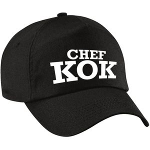 Chef kok verkleed pet zwart voor dames en heren - chef kok baseball cap - carnaval verkleedaccessoire voor kostuum